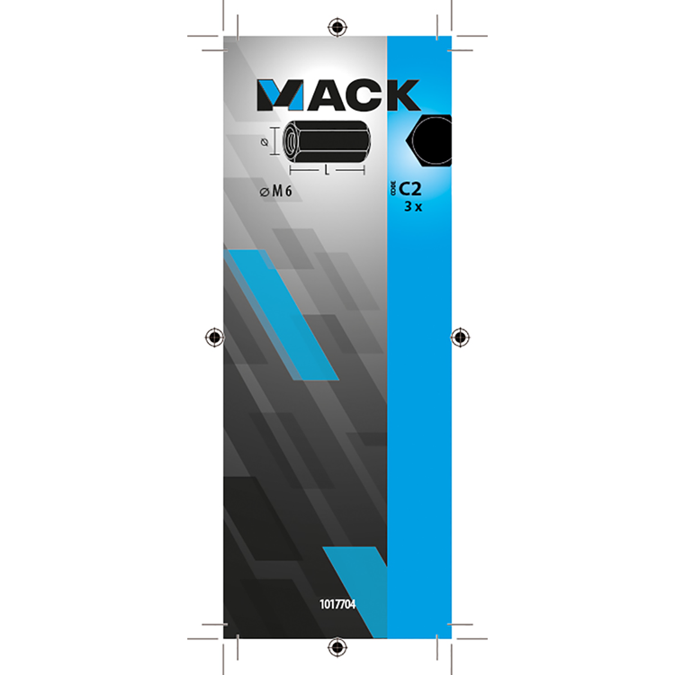 Mack 1017704 - écrou de connexion hexagonal galvanisé 3 pcs m6 | 10 pièces