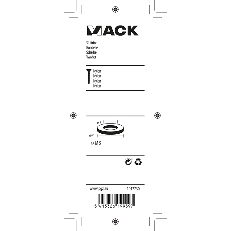 Mack 1017730 - rondelle nylon 10 pcs m5 | 10 pièces