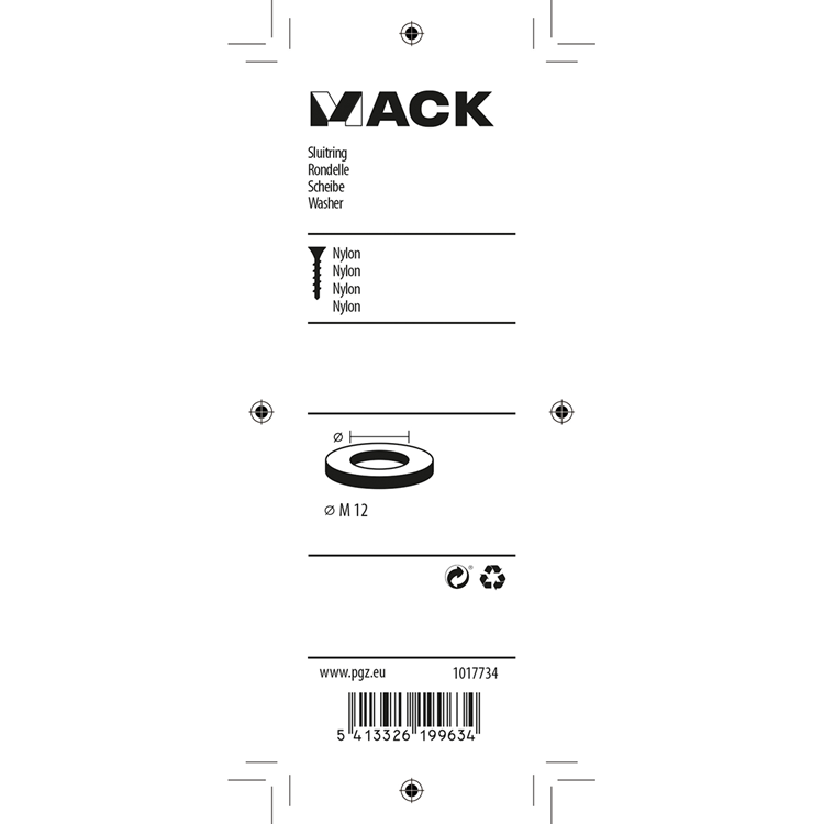 Mack 1017734 - rondelle nylon 4 pcs m12 | 10 pièces
