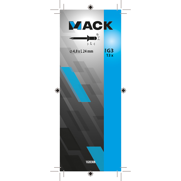 Mack 1020308 - 13 agrafes aveugles aluminium 4,8x24mm | 5 pièces
