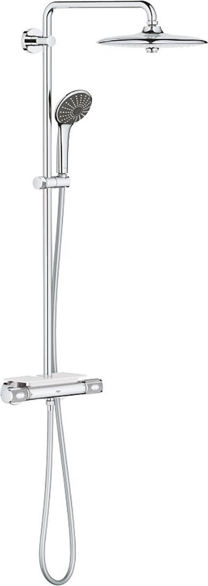 Douche à effet pluie Grohe vitalio joy 260 - ø 26 cm - économie d'eau - avec robinet thermostatique et étagère - avec technologie cool touch - chrome
