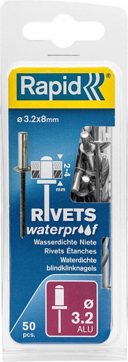 Rivet aveugle étanche Rapid ø 3,2 x 8 mm 50 pièces + foret