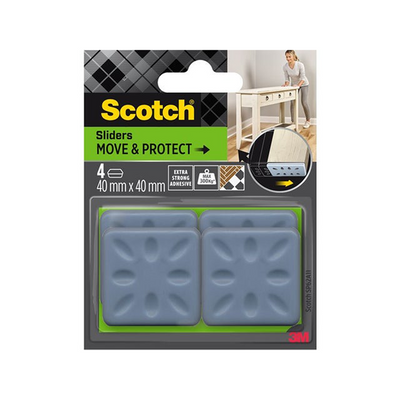 3m 1070691 - curseurs scotch® move protectauto-adhésifs gris, 40 mmx40 mm | 7 pièces
