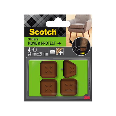 3m 1070703 - curseurs de protection Move Protect de Scotch® sur brun clou, 24 mm x 24 mm | 8 pièces
