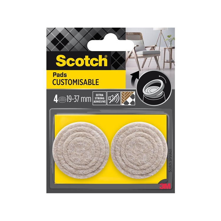 3m 1070689 - tampons personnalisables scotch® autocollants, beige, ø 19x37 mm | 14 pièces