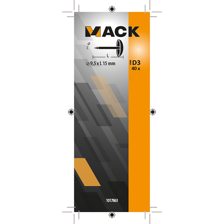 Mack 1017863 - clou de finition en acier nickelé 40 pcs 9,5 x 15 mm | 10 pièces