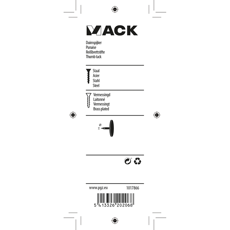 Mack 1017866 - miniature en acier laitonné 100 pcs | 10 pièces