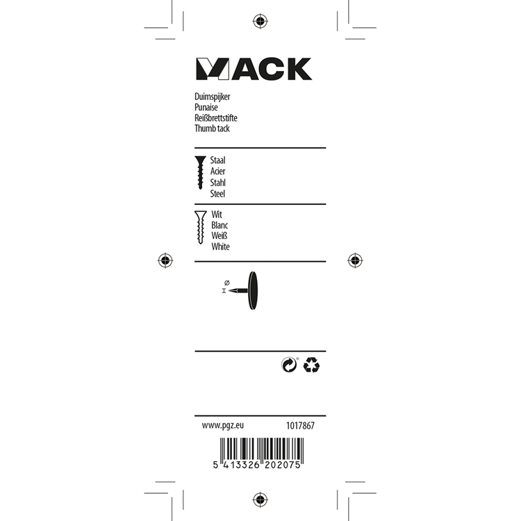 Mack 1017867 - vignette acier blanc 60 pcs | 10 pièces