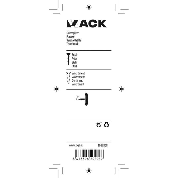 Mack 1017868 - assortiment d'acier miniature 60 pièces | 10 pièces