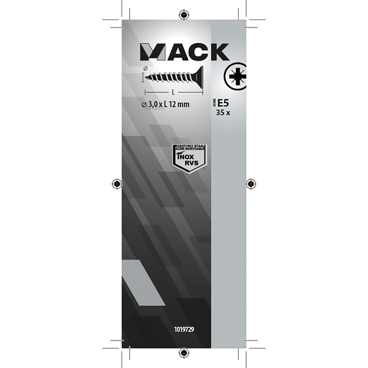 Mack 1019729 - vis pour panneaux d'aggloméré tête VZ acier inoxydable 35 pièces 3,0 x 12 mm | 10 pièces