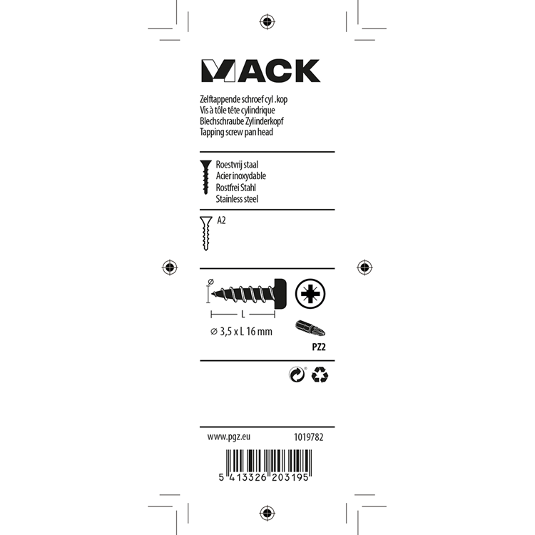 Mack 1019782 - vis autotaraudeuse culasse A2 13 pcs 3,5 x 16 mm | 10 pièces