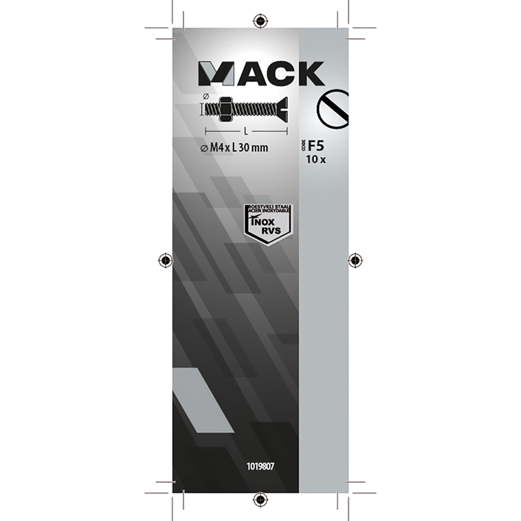 Mack 1019807 - vis à métal galvanisée. tête + écrou inox 10 pcs m4x30 | 10 pièces