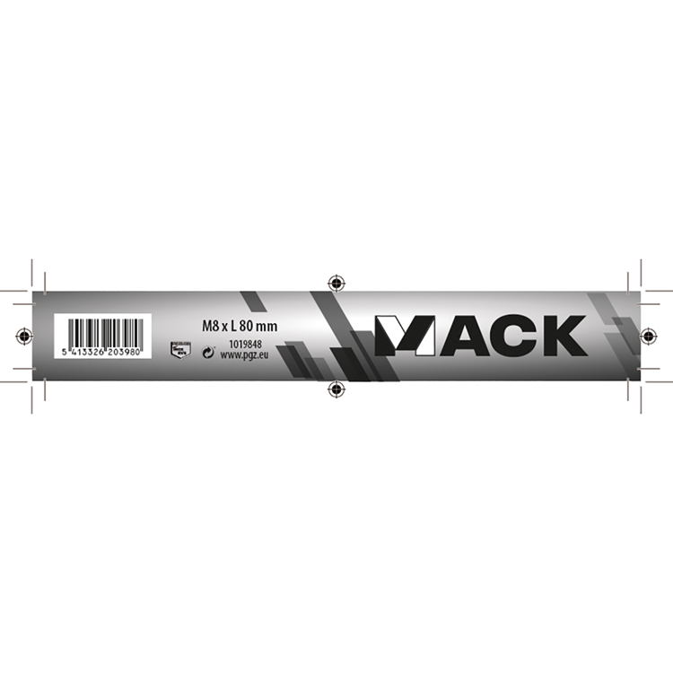 Mack 1019848 - boulon de robinet + écrou en acier inoxydable 1 pièce m8x80 | 10 pièces