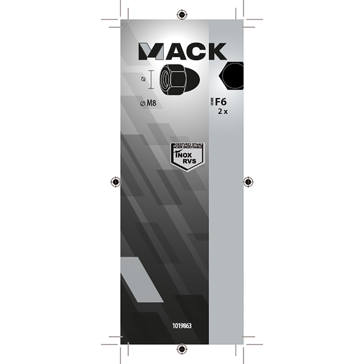 Mack 1019863 - écrou borgne en acier inoxydable a2 2pcs m8 | 10 pièces