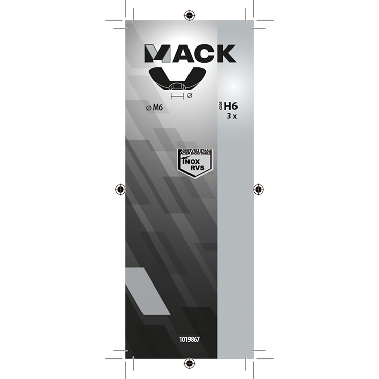 Mack 1019867 - écrou à oreilles inox a2 3 pcs m6 | 10 pièces