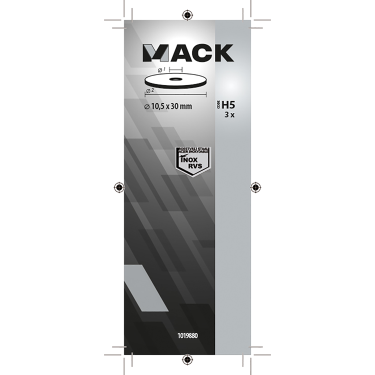 Mack 1019880 - rondelle de corps inox a2 3 pcs 10,5x30 | 10 pièces