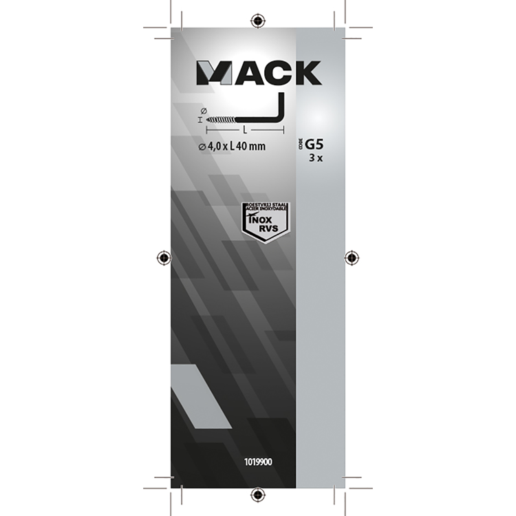 Mack 1019900 - vis à pouce en acier inoxydable 3 pcs 4,0x40 mm | 10 pièces