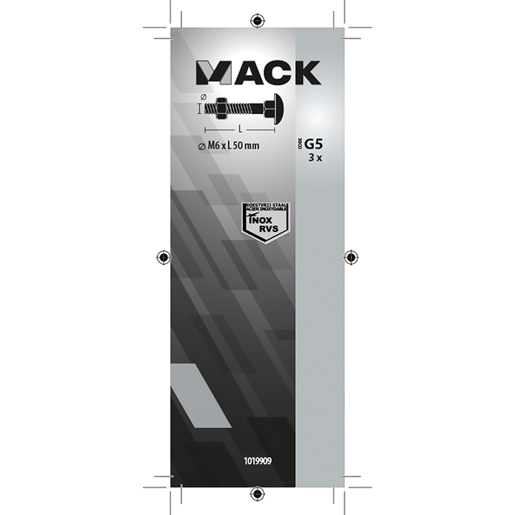 Mack 1019909 - boulon à bois + écrou inox 3 pcs m6 x 50 mm | 10 pièces