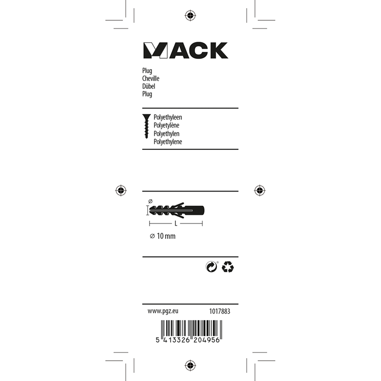 Mack 1017883 - bouchon polyéthylène 8 pcs 10 mm | 5 pièces