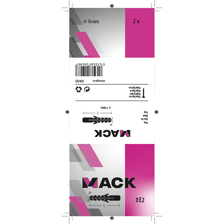 Mack 1019923 - bouchon polyéthylène 2 pcs 16mm | 5 pièces
