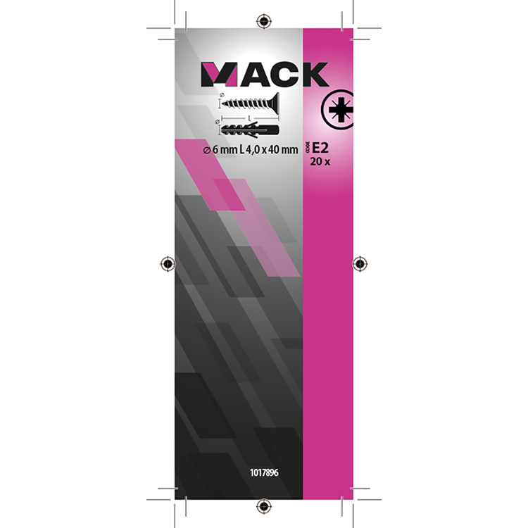 Mack 1017896 - bouchon + vis polyéthylène 20 pcs 6 mm 4,0 x 40 mm | 5 pièces