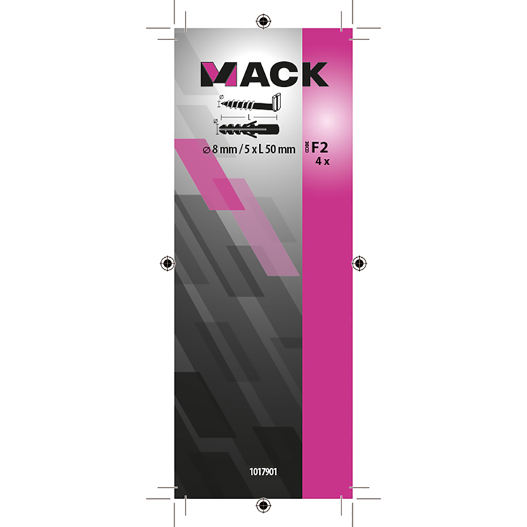 Mack 1017901 - bouchon + vis à pouce polyeth 4 pcs 8mm 5x50mm | 5 pièces