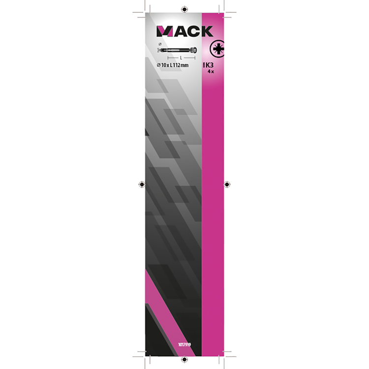 Mack 1017919 - cheville pour cadre métallique en acier galvanisé 4 pcs 10 x 112 mm | 5 pièces
