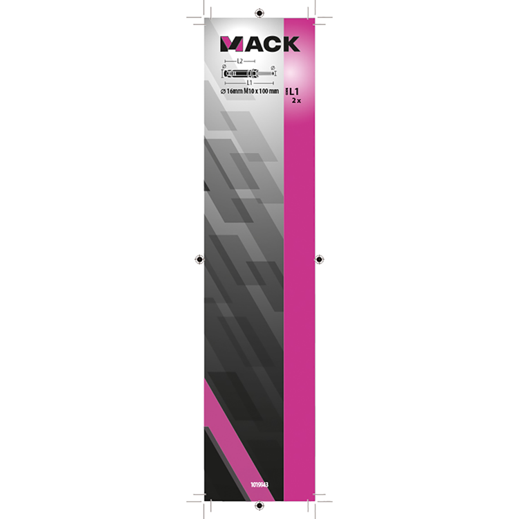 Mack 1019943 - boulon à coin avec goujon fileté. galvanisé2 pcs m10 x 100mm | 5 pièces