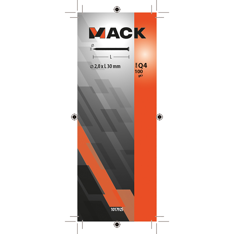 Mack 1017925 - clou tête plate laiton 100gr2.0 x 30 mm | 5 pièces