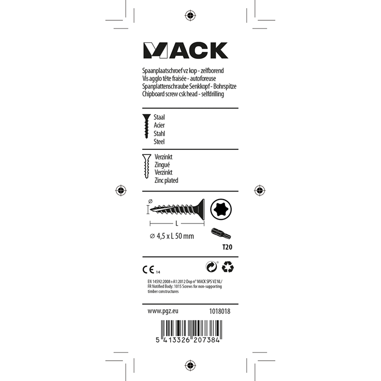 Mack 1018018 - spainplschr.vzkop-auto-assemblage plaqué jaune 28 pièces 4,5 x 50 mm | 5 pièces