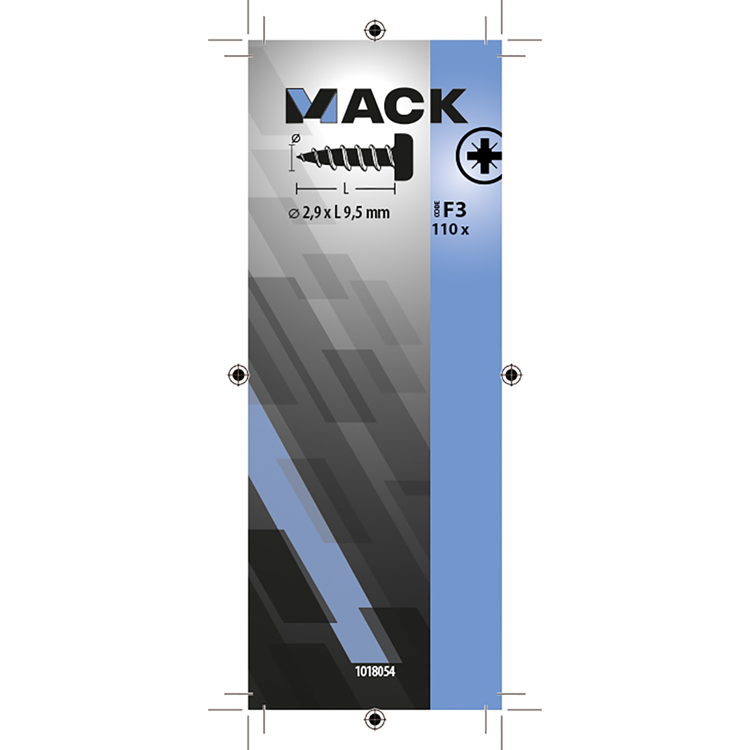 Mack 1018054 - vis autotaraudeuse culasse plaquée 110 pcs 2,9 x 9,5 mm | 10 pièces