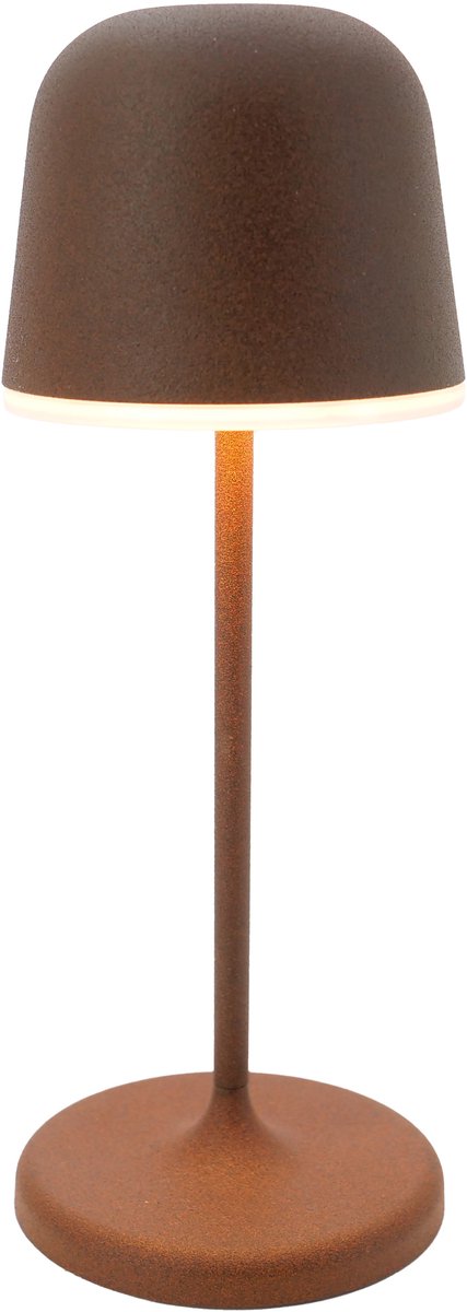 Lampe de table Eglo manièrea-s - lampe sur piquet - rechargeable (jusqu'à 28 heures de lumière) - 20 cm - brun rouille blanc - sans fil - dimmable - intérieur et extérieur