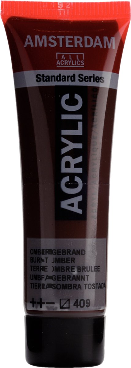 Peinture Royal Taals - acrylique - 409 - terre d'ombre brûlée - amsterdam - 20ml