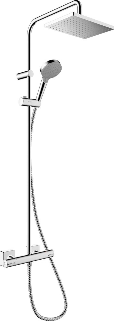 Forme de vernis Hansgrohe - tube de douche - économie d'eau ecosmart - taille 230 mm - 1 fonction jet - chrome - avec thermostat