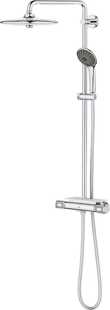 Douche à effet pluie Grohe vitalio joy 260 - ø 26 cm - économie d'eau - avec robinet thermostatique et étagère - avec technologie cool touch - chrome