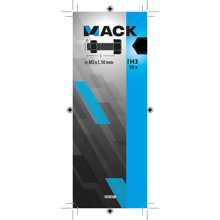 Mack 1018108 - boulon de robinet + écrou en acier galvanisé 30 pcs m5 x 30 mm | 5 pièces