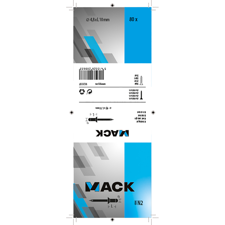 Mack 1020317 - 80 agrafes aveugles aluminium 4,8x10mm | 5 pièces