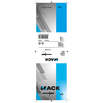 Mack 1020319 - 50 agrafes aveugles aluminium tête large 4,8x14mm | 3 pièces
