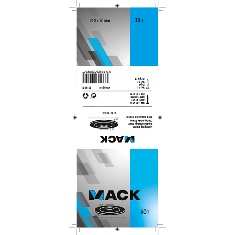 Mack 1019978 - bague d'étanchéité bitume galvanisé30 pcs 8 x 30 mm | 5 pièces
