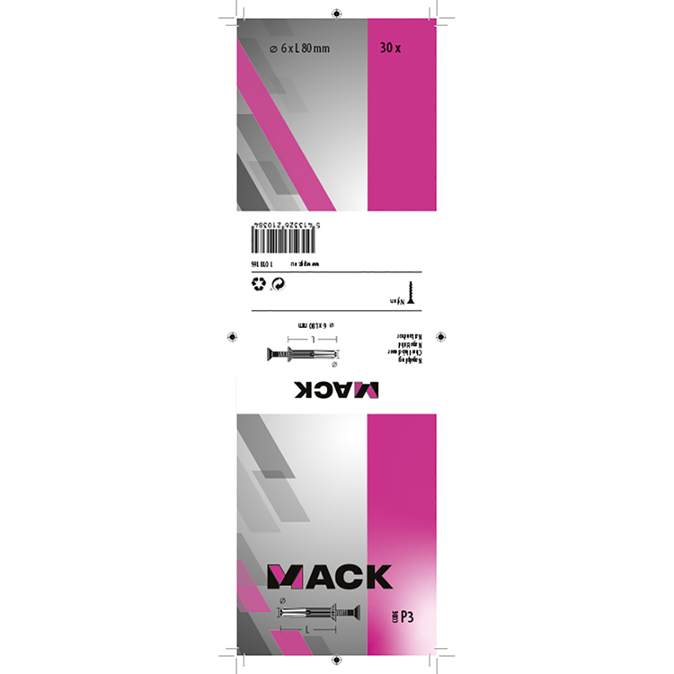 Mack 1018166 - bouchon à clous en nylon polyamide 30 pièces 6 x 80 mm | 3 pièces