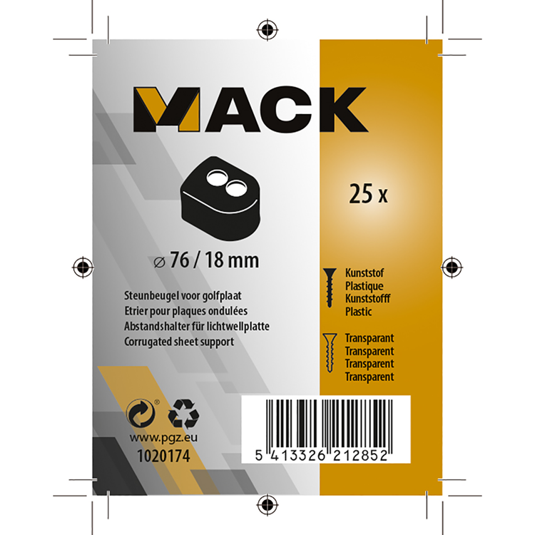 Mack 1020174 - support pour tôle ondulée 25 pcs 76 18 | 5 pièces