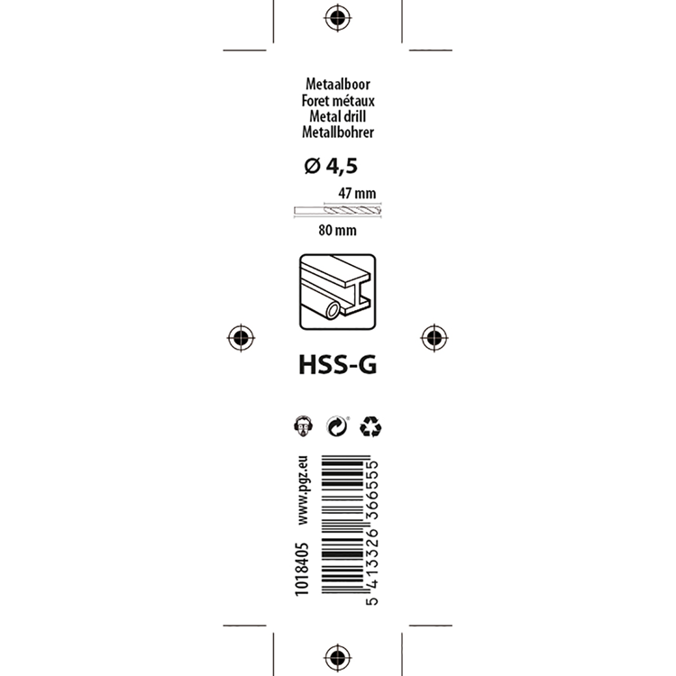 Mack 1018405 - foret à métaux hss g din 338 ø 4,5 x 80 mm | 5 pièces