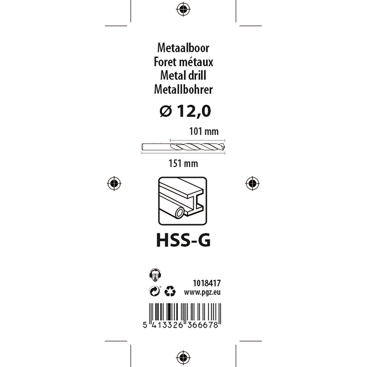 Mack 1018417 - foret à métaux hss g din 338 ø 12,0 x 151 mm | 5 pièces