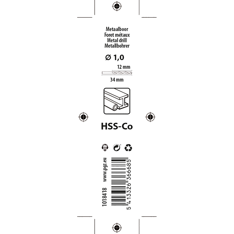 Mack 1018418 - foret à métaux hss co5% din 338 ø 1,0 x 34 mm 2 pcs | 5 pièces