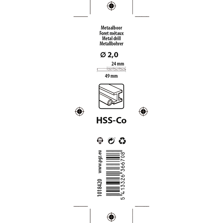 Mack 1018420 - foret à métaux hss co5% din 338 ø 2,0 x 49 mm 2 pcs | 5 pièces