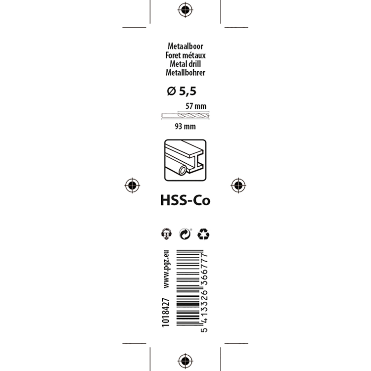 Mack 1018427 - foret à métaux hss co5% din 338 ø 5,5 x 93 mm | 5 pièces