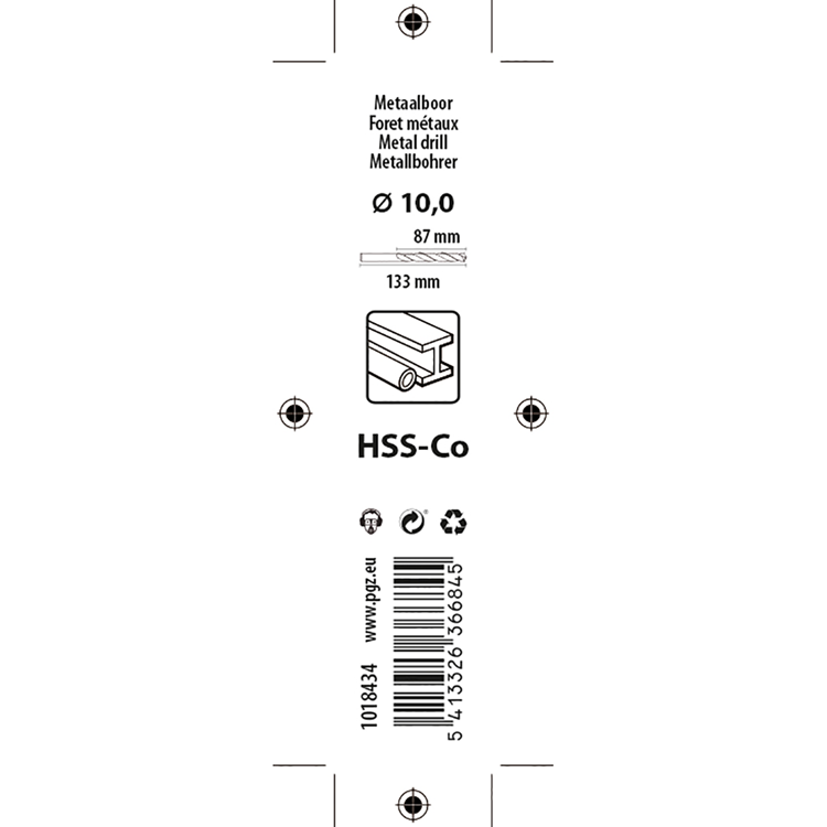 Mack 1018434 - foret à métaux hss co5% din 338 ø 10,0 x 133 mm | 5 pièces