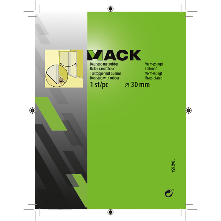 Mack 1047654 - butée de porte avec caoutchouc plaqué laiton ø 30 mm 1 pièce pièce | 6 pièces