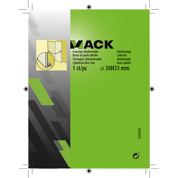 Mack 1047655 - cylindre d'arrêt de porte modèle laiton plaqué ø 30h35 mm 1 pièce pièce | 6 pièces