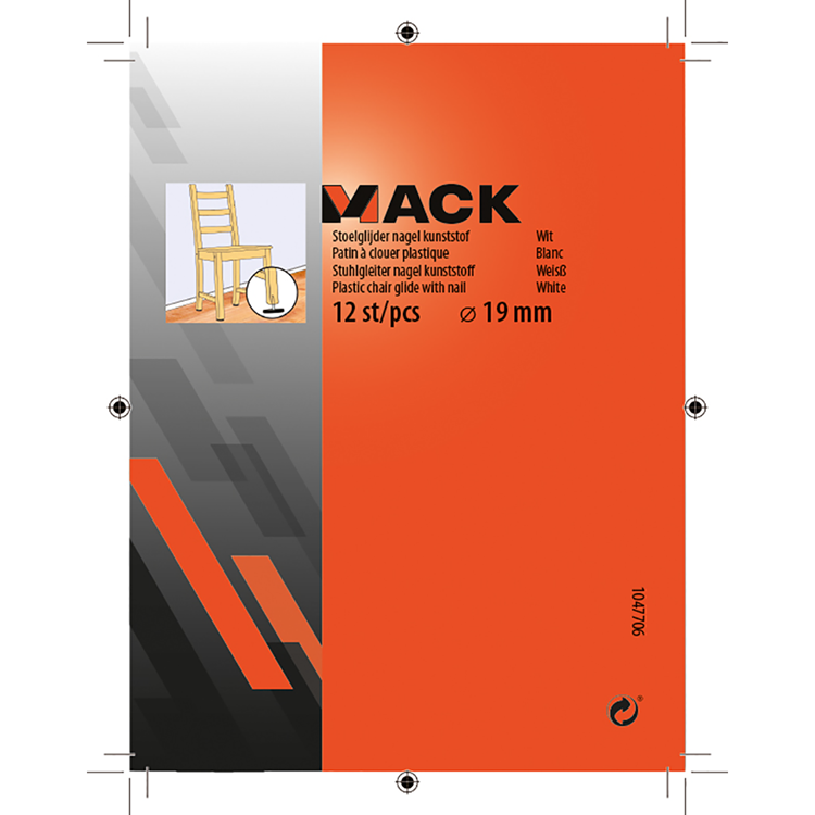 Mack 1047706 - clou planeur de chaise plastique blanc ø 19 mm 12 pcs | 6 pièces